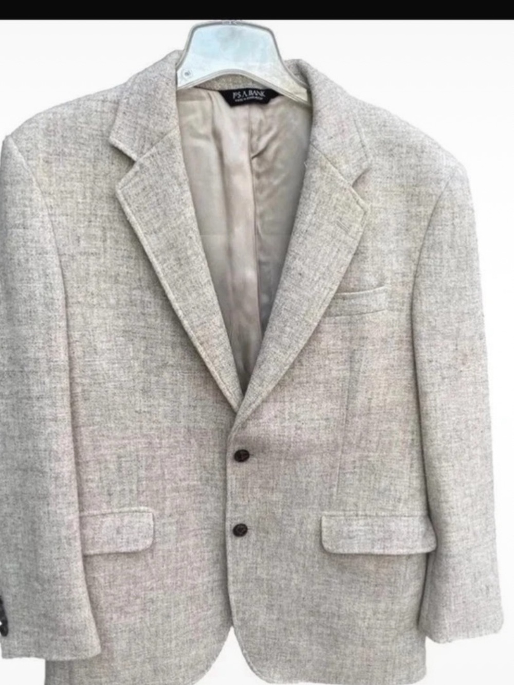 Men’s Jos. A. Bank Hand Woven Tan Harris Tweed 100% Wool Blazer Sports Coat